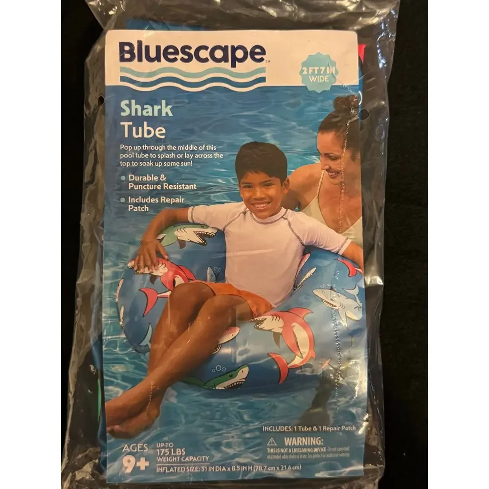 Bluescape Shark Inflatable Swim Tube - Pool Float for Ages 9 & Up New in Bag